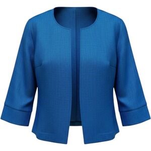 NWT Sag Harbor Womens Wellspring Blue Open Front Collarless Blazer Jacket  Large